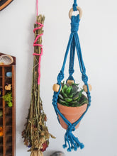 Load image into Gallery viewer, Teal Mini Macrame Plant Hanger