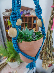 Mini Turquoise Macrame Plant Hanger